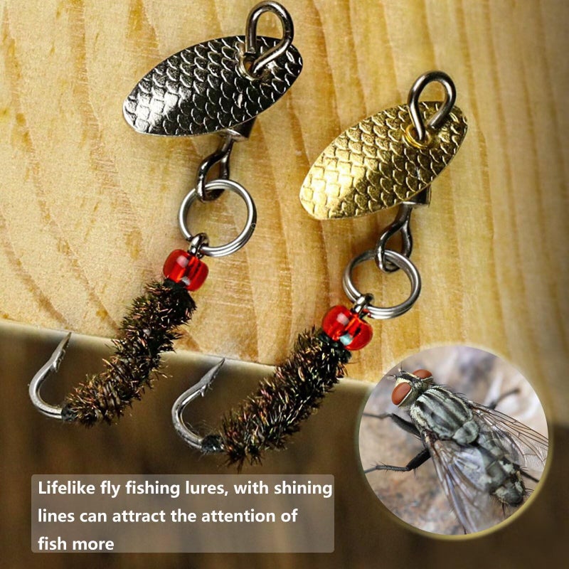 Dovesun Fly Fishing Lures Fly Fishing Flies Wet Fishing Flies Fishing Lures with Fishing Spinner for Bass Sunfish, Pike Hook 14# 10pcs - Image 3